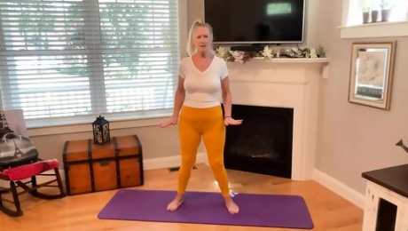 Dani D Mature Yoga Stretch #3 (Yellow Leggings And Pink Toe Nails)