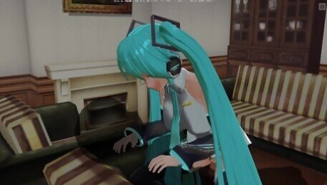 3D HENTAI Hatsune Miku rides your cock and gets cum in pussy