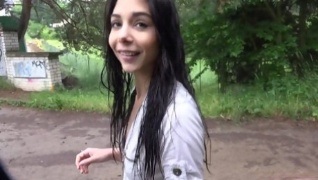 Petite Nymphette Sylva Fucks In The Woods For Money