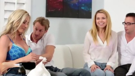 Busty Blonde Alina Rides Her Step Brothers Cock